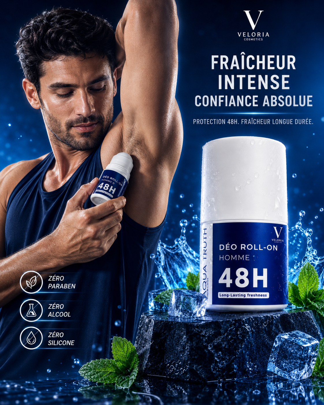 Déo Roll-On Homme 48H - Aqua Truth